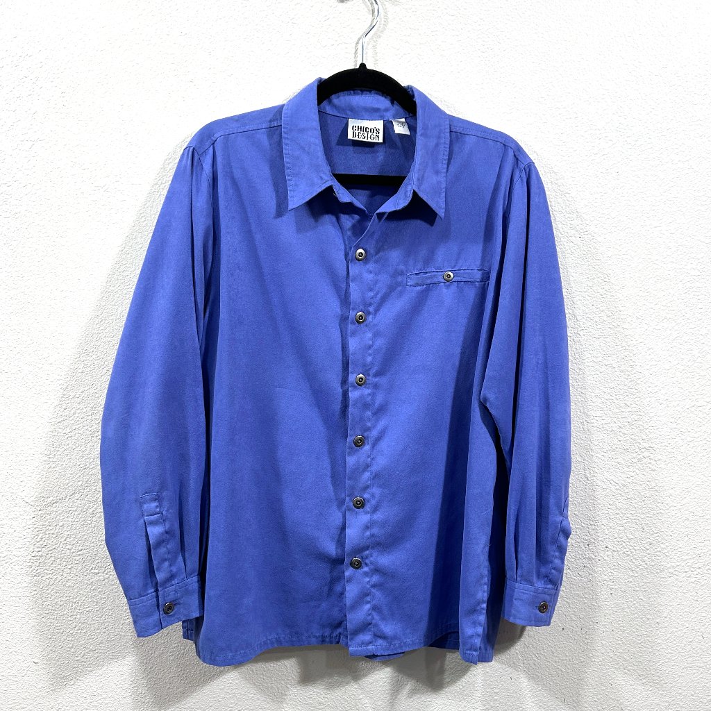 Vintage Chico's Long Sleeve Periwinkle Button Up Blouse Size M / Chicos Size 2